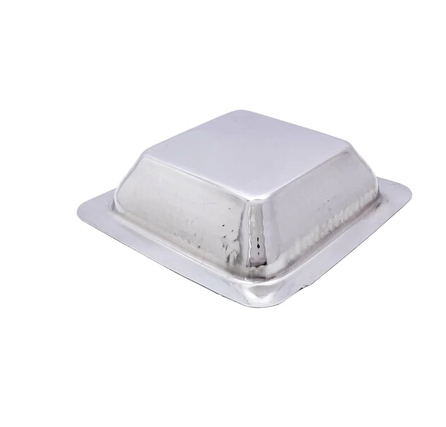 Plat de service carré martelé en acier inoxydable pour entrée n° 1, 355 ml, 6