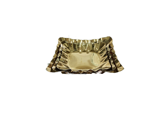 Gold Finish Square Shape Decorative Platter, Stainless Steel