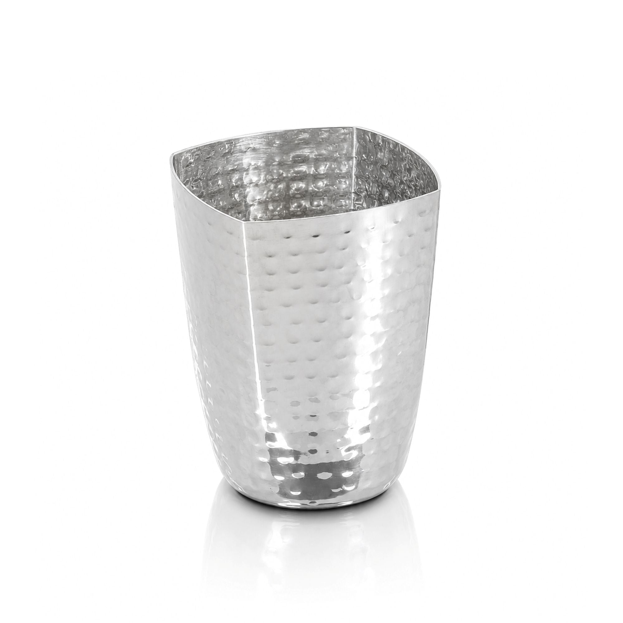 Stainless Steel Hammered Square Shape Water Glass Tumbler, 300 ML