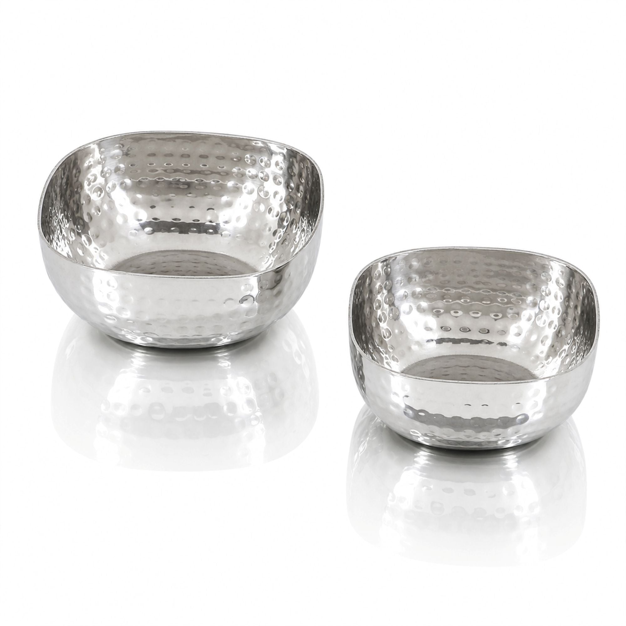 Stainless Steel Hammered Square Shape Katori / Bowl For Serving, 150 ML, 3.25