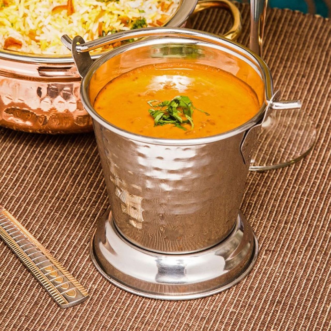 Hammered Stainless Steel Double Wall Balti or Bucket for Serving #1, 300 ML, 4