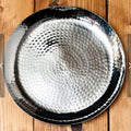 Hammered Stainless Steel Coupe Shape Platter or Quarter Plate, 8 Diameter