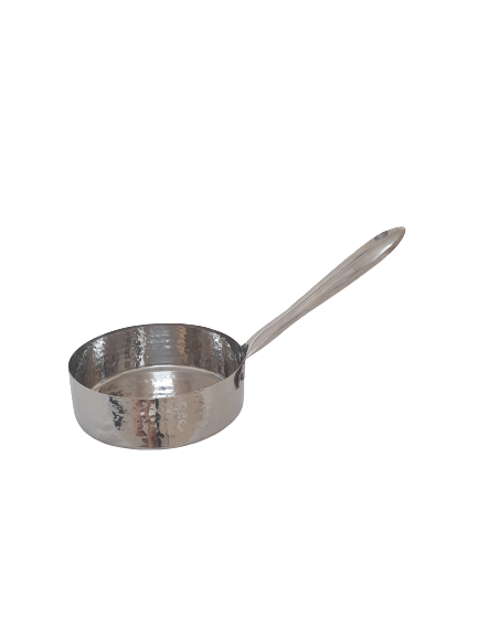 Big Size Hammered Stainless Steel Round Sauce Pan for Serve-ware, 1.4L, Long Handle