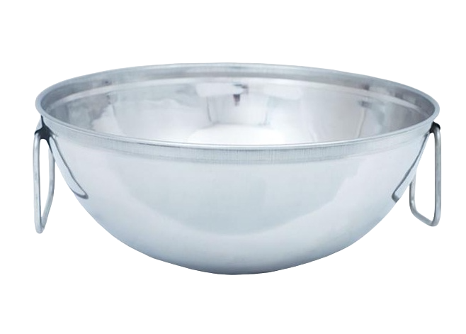 Plat de service ou saladier rond en acier inoxydable avec poignées double face, 14